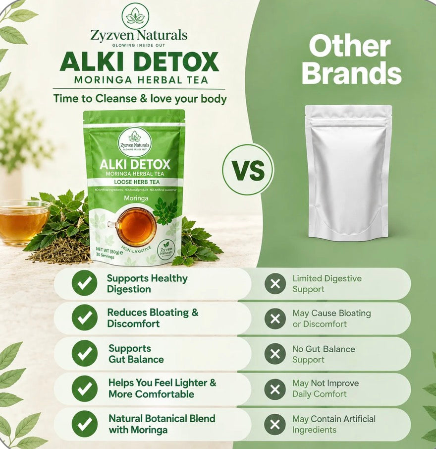 Alki Organic Moringa Herbal Tea (80g) - Caffeine-Free Loose Leaf Blend